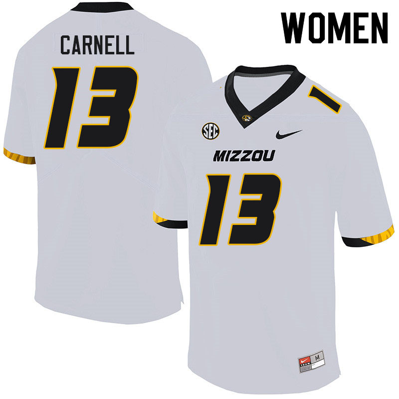 Women #13 Daylan Carnell Missouri Tigers College Football Jerseys Sale-White